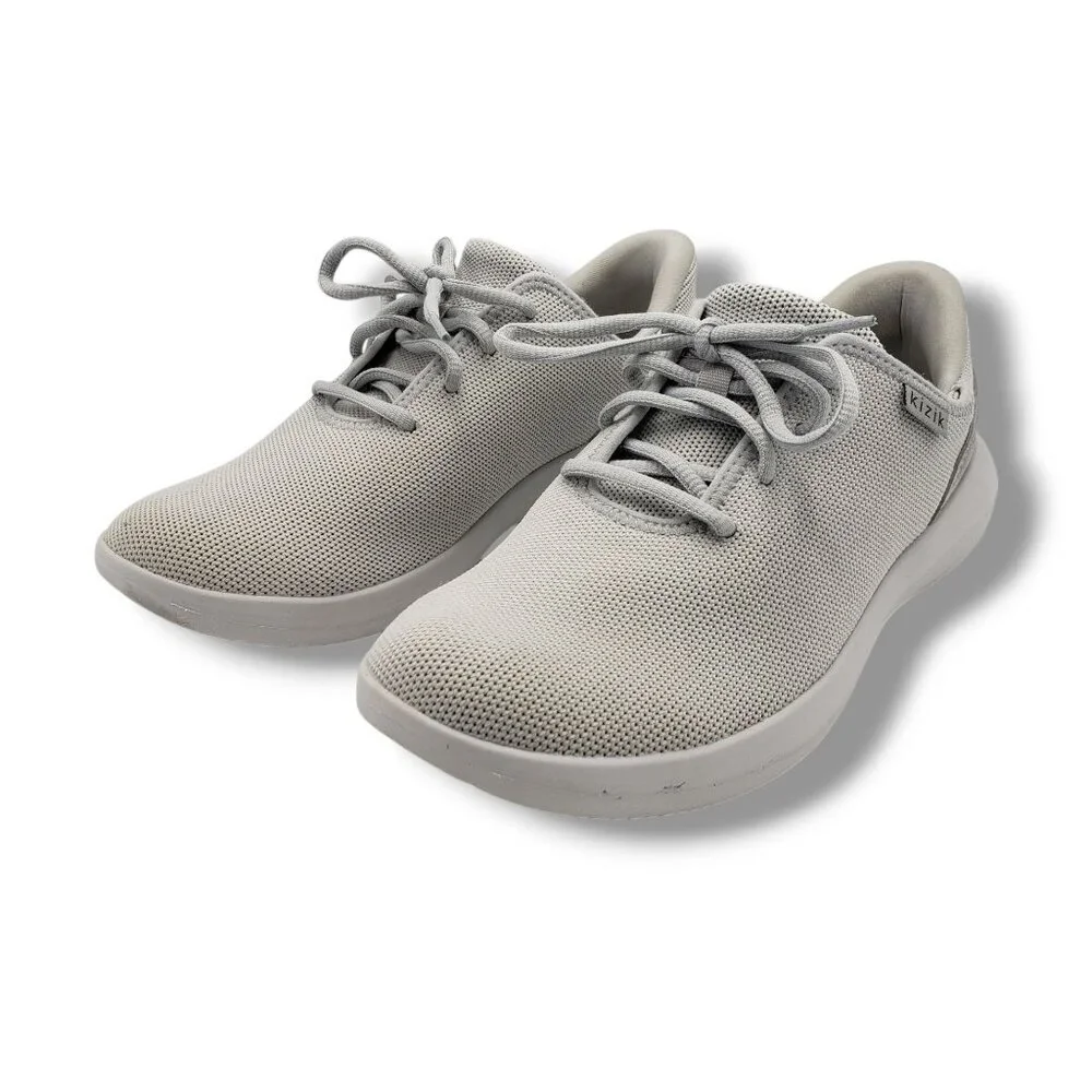 Kizik Madrid Eco Knit Sneakers Womens 9 STAINed‎ Pebble Grey Hands Free